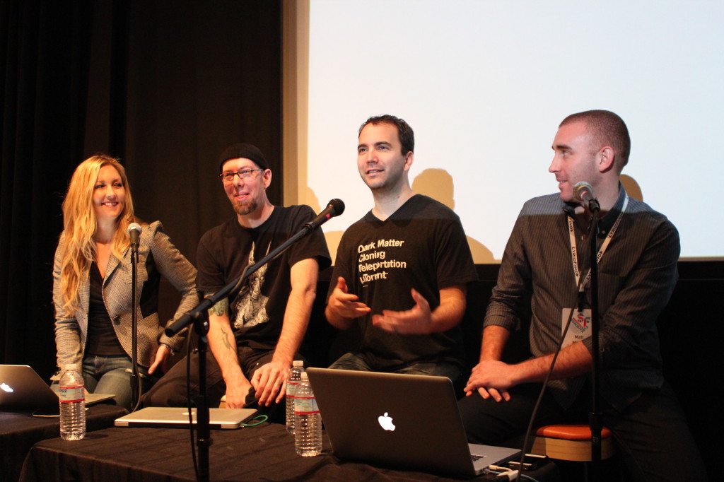 Catherine Meek, David Hilborn, Bram Cohen, and Matt Mason talk BitTorrent artist tools at SF MusicTech.